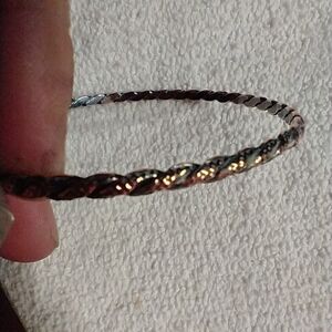 Copper and black textured bangle bracelet